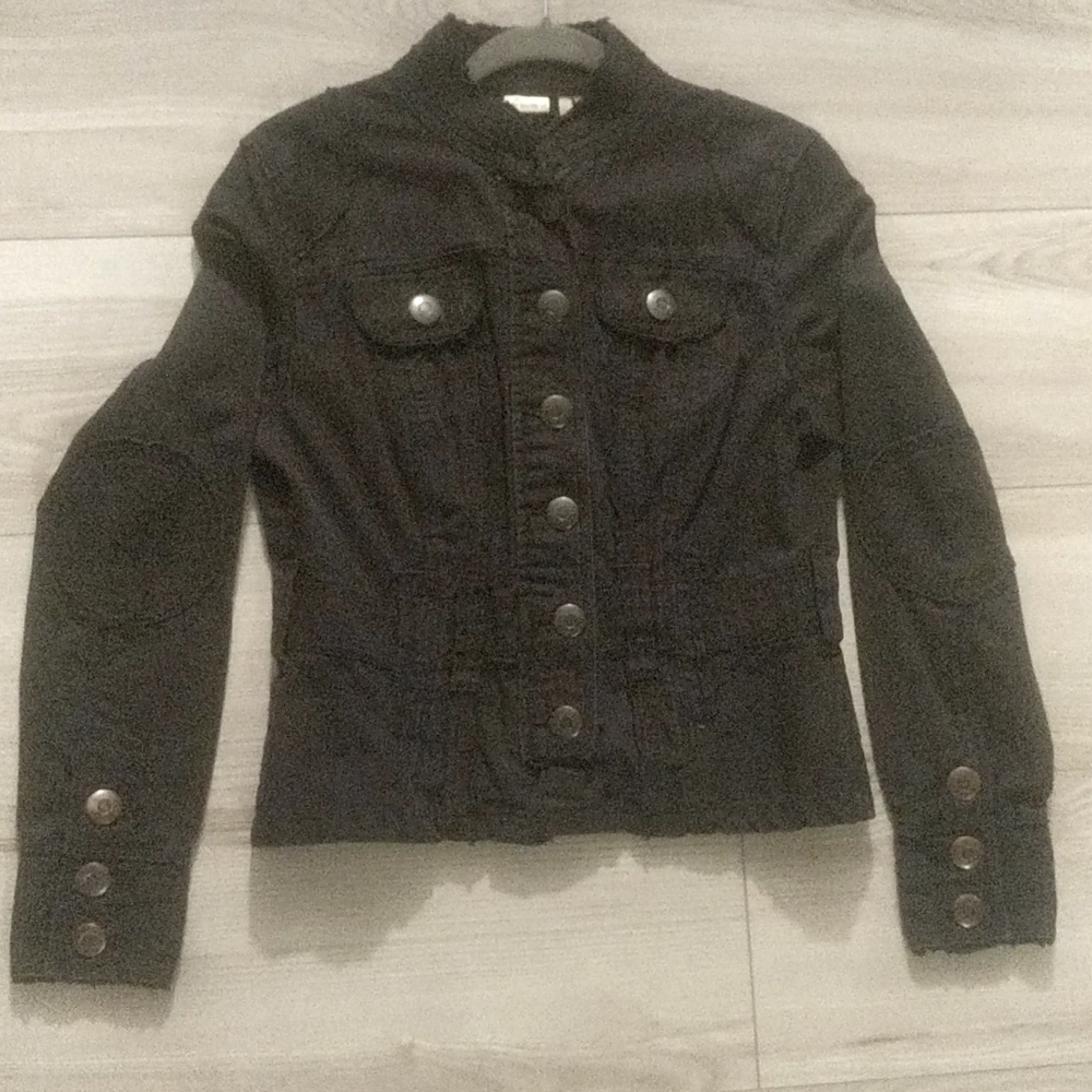 NWOT Distressed military women's coat. Large